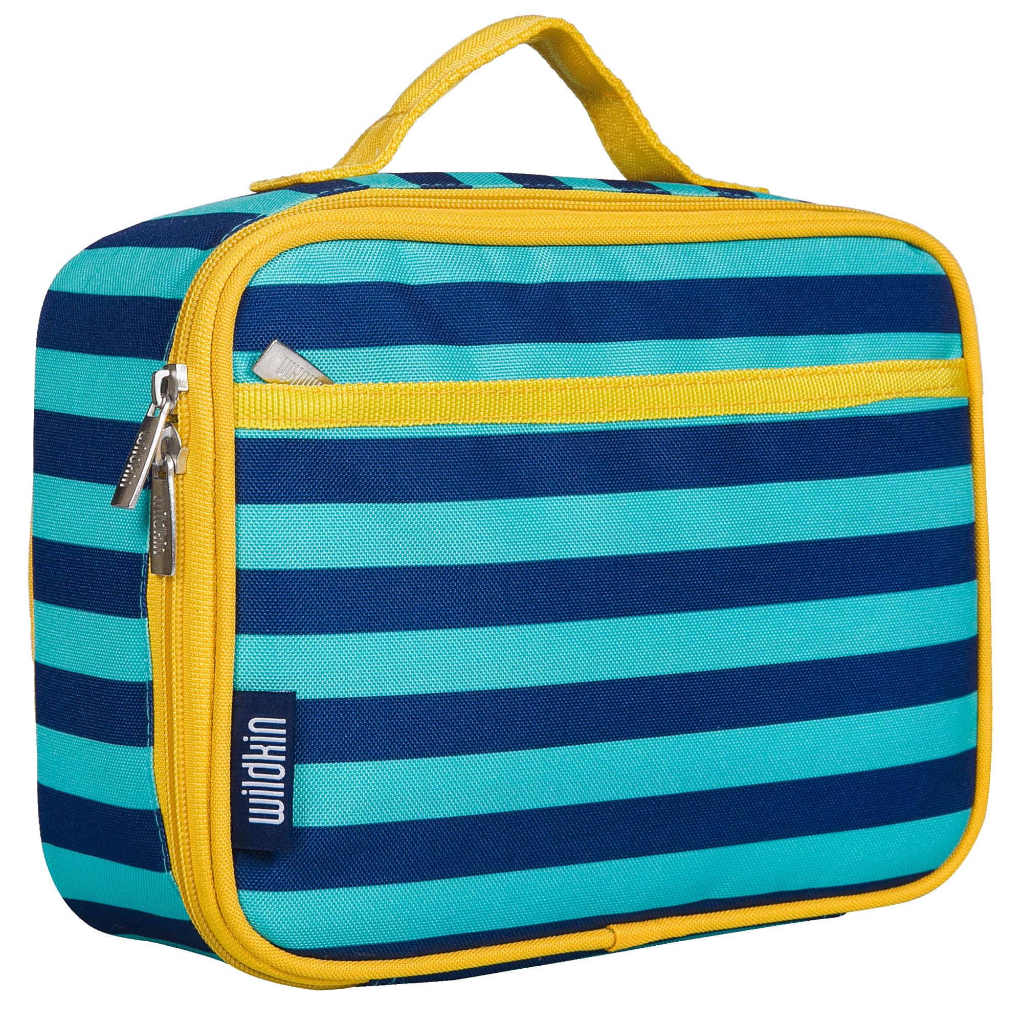 Wildkin Kids Insulated Lunch Box Bag for Boys & Girls, Reusable Kids Lunch Box is Perfect for Elementary, Ideal Size for Packing Hot or Cold Snacks for School & Travel Bento Bags (Blue Stripes)