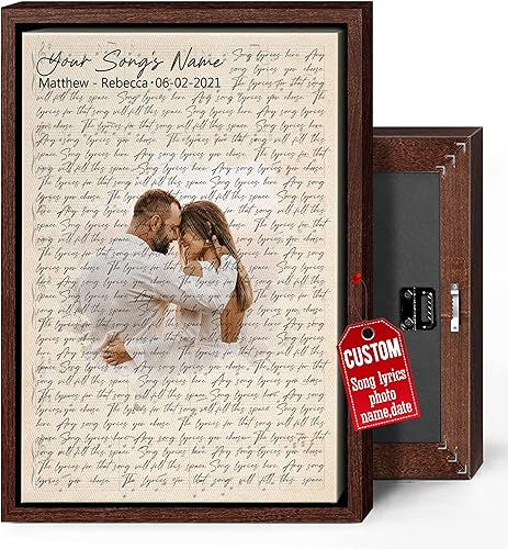 H-DEWALL Regalos para marido de parte de la esposa, lienzo personalizado con marco, discos de vinilo retro, decoración de pared para fotos, póster