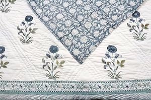 Blue Signature Block Print Quilt Queen