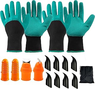 Gardening Gloves Set, 2 Pairs Breathable Rubber Coated Garden Gloves Comes with Grip Nails and Thumb Knife.Which Suit for ...