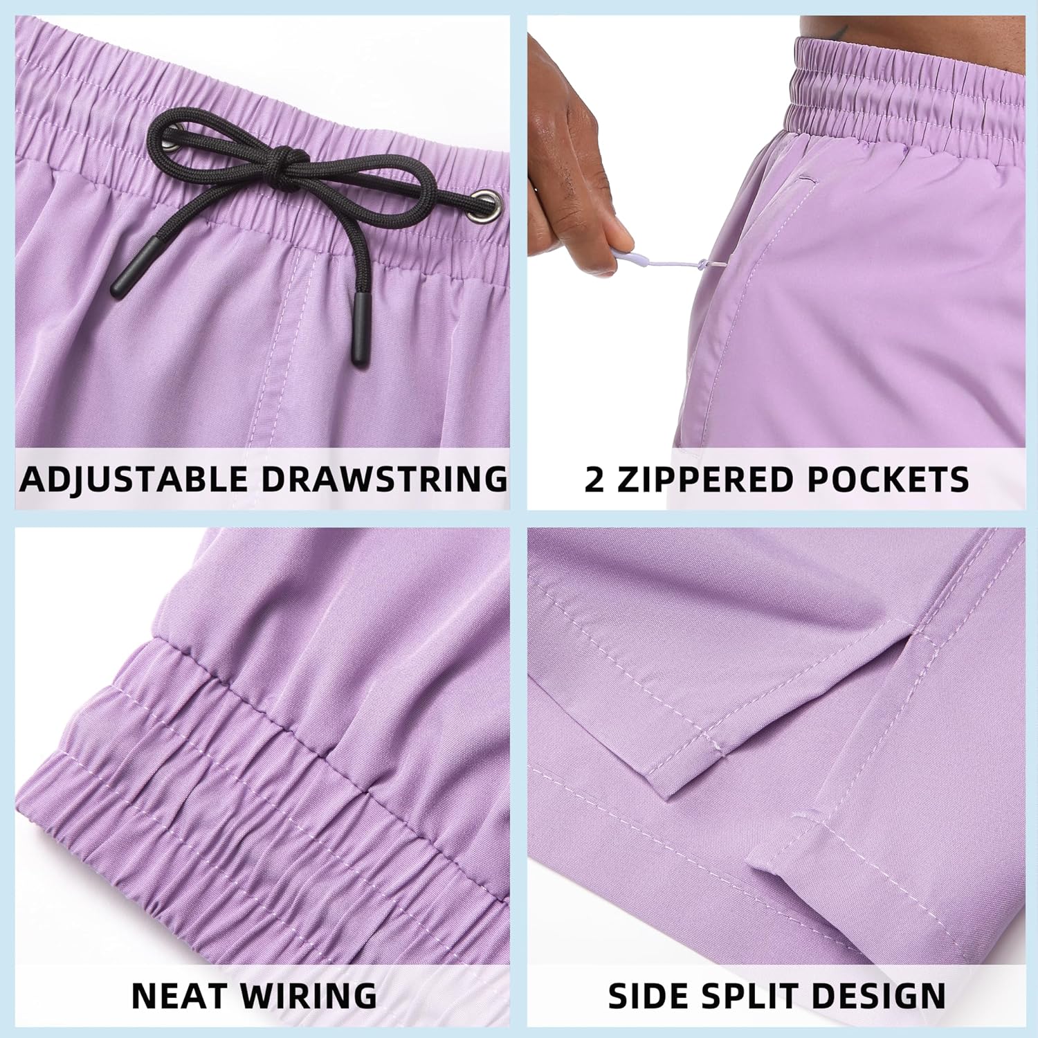 FT FENTENG Mens Swim Trunks with Compression Liner 9" Board Shorts 2 in 1 Quick Dry Bathing Suits with Zipper Pockets