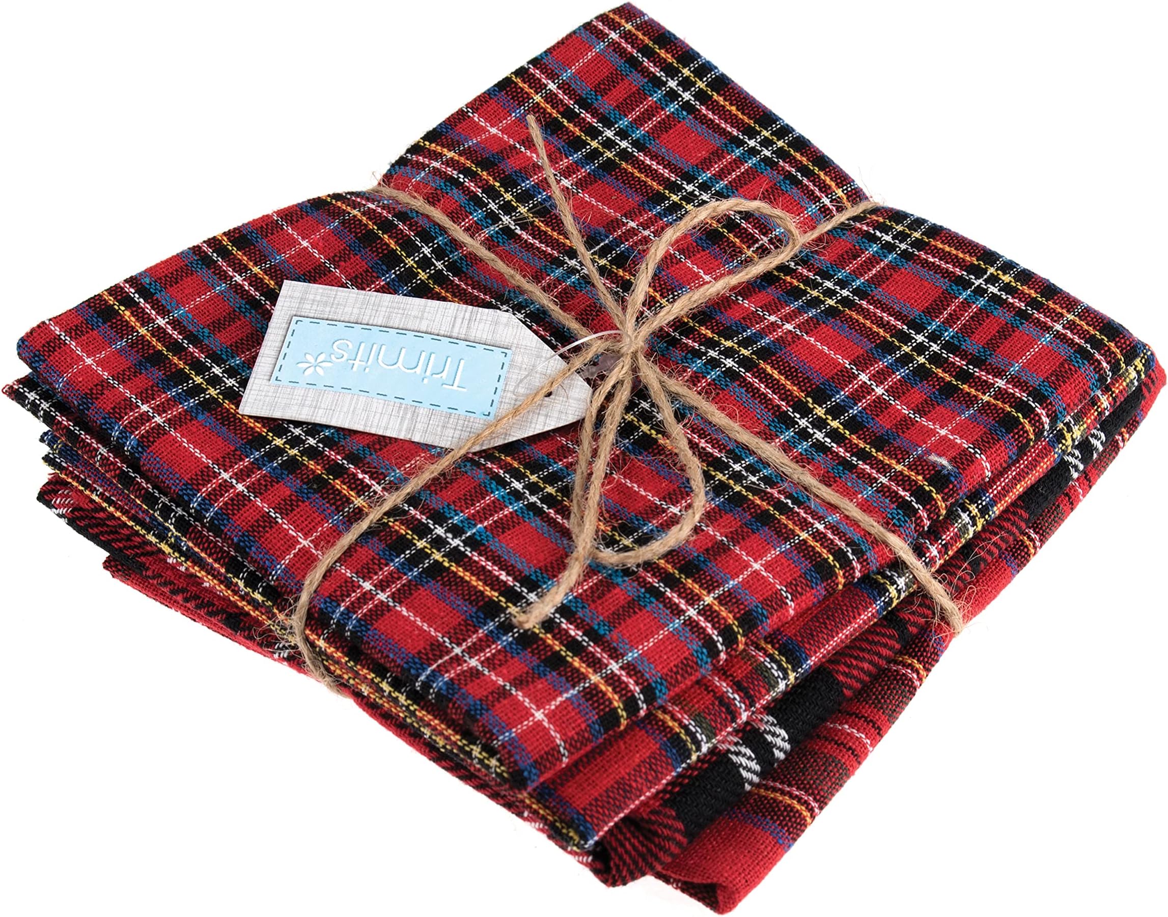 Trimits Tartan Craft Fabric Fat Quarter Bundle, Polyester, 54 x 45cm, Red