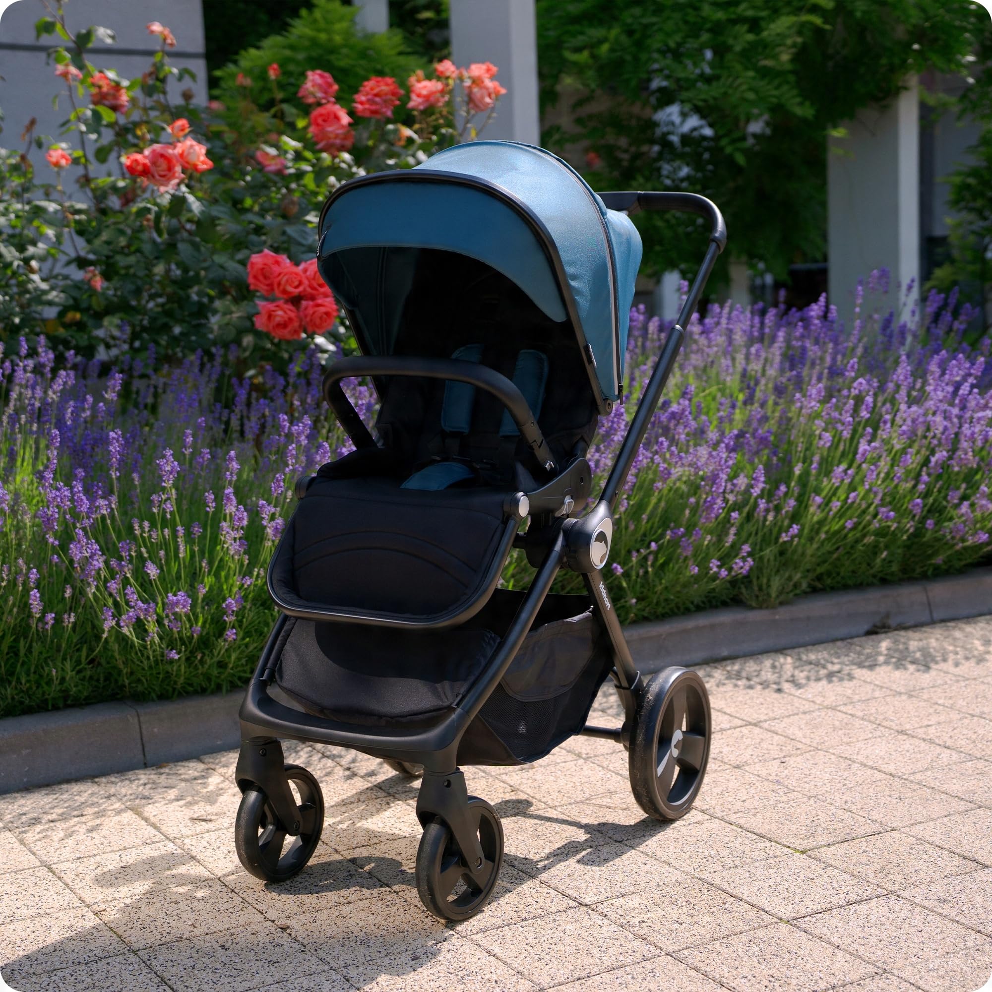 Isbjörn - Passeggino per bambini dalla nascita fino a 22 kg, sedile reversibile, ruote a 360°, funzione reclinabile e poggiapiedi, tettuccio parasole XXL, pieghevole con una sola mano, con