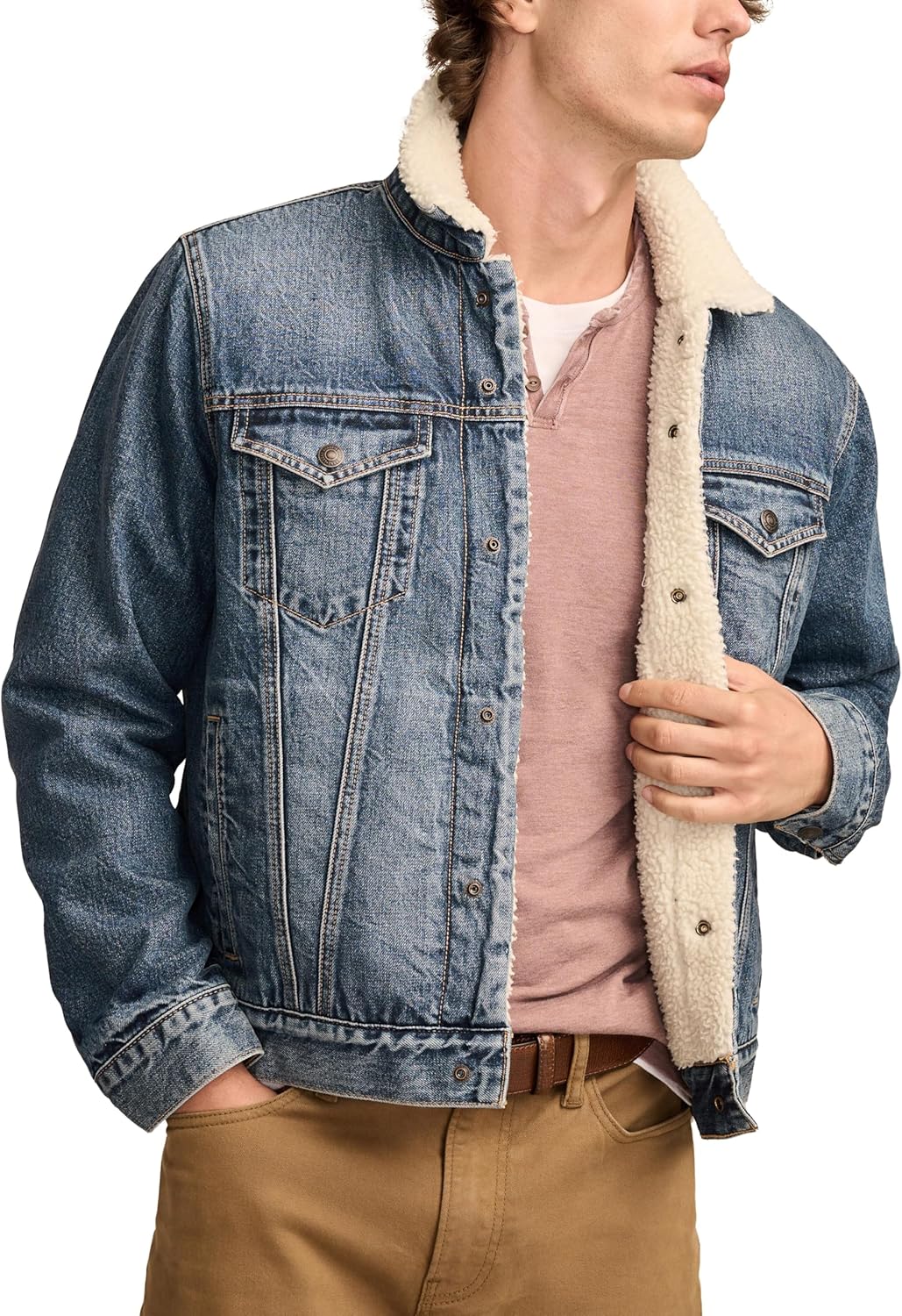 Lucky Brand Men's Cole Hauser Faux Shearling Denim Jacket