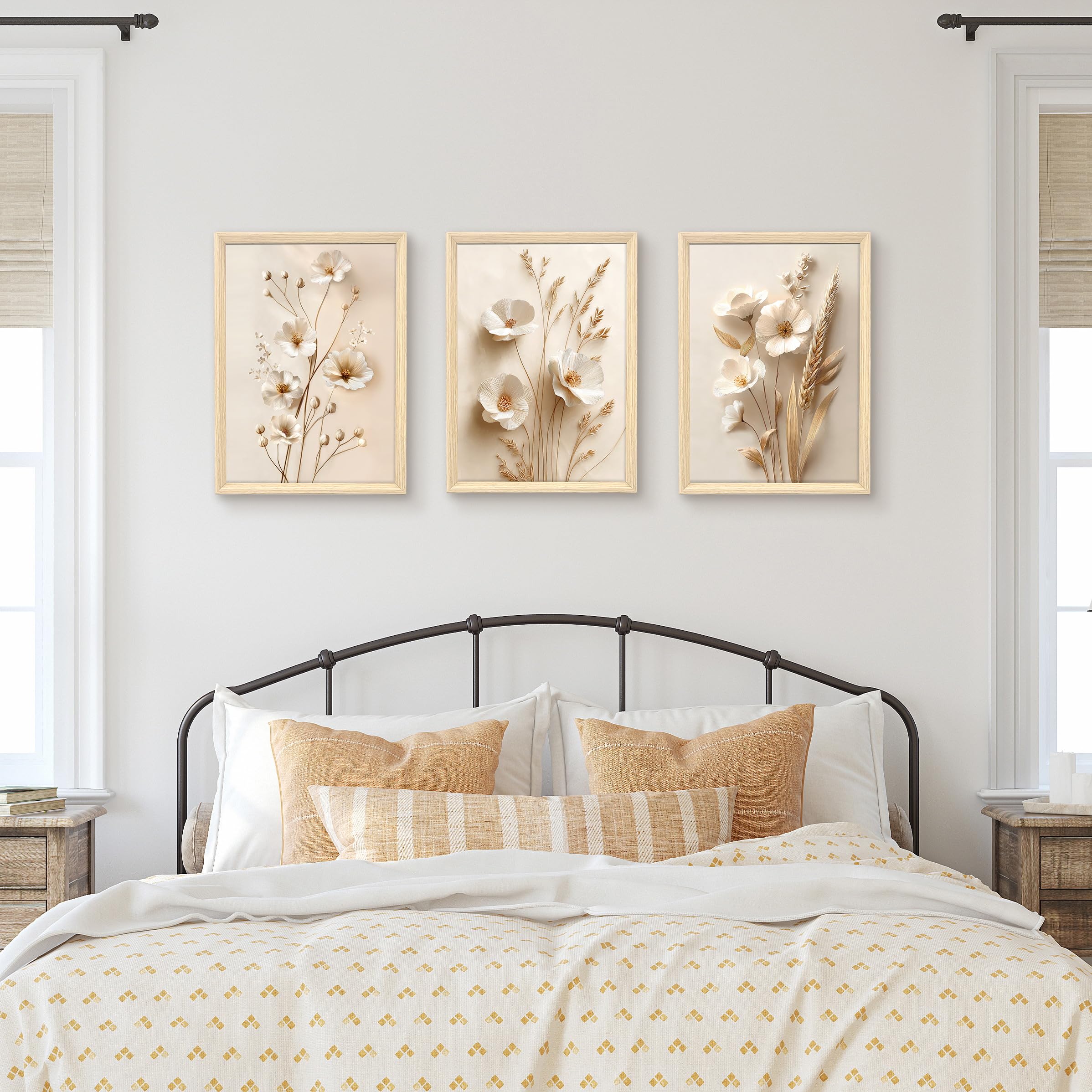 3 Pcs Wooden Framed Canvas Wall Art Set Bohemian Sage Green Canvas Prints Poster Geometric Line Beige Green Pictures for Living Room Bedroom Dinning Room Hallway Stairs Wall Decor 30x40cm x3pcs — view 396