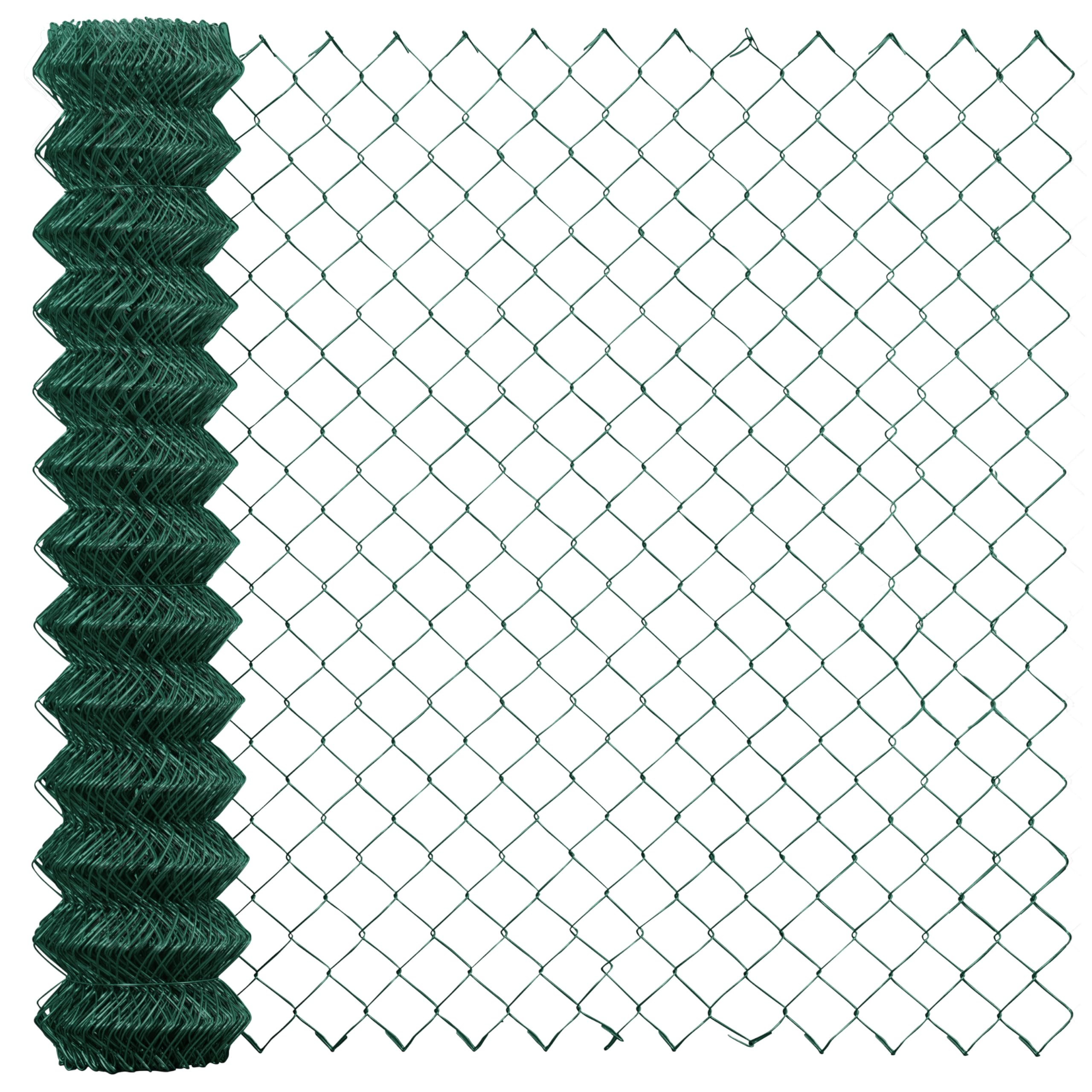 CAPHAUS Galvanized Steel 9 Gauge Green Vinyl Coated Chain Link Fencing Wire Roll, Galvanized Fence Fabric, Diamond Mesh Size 2-3/8 Inch (48 inch x 50ft.)