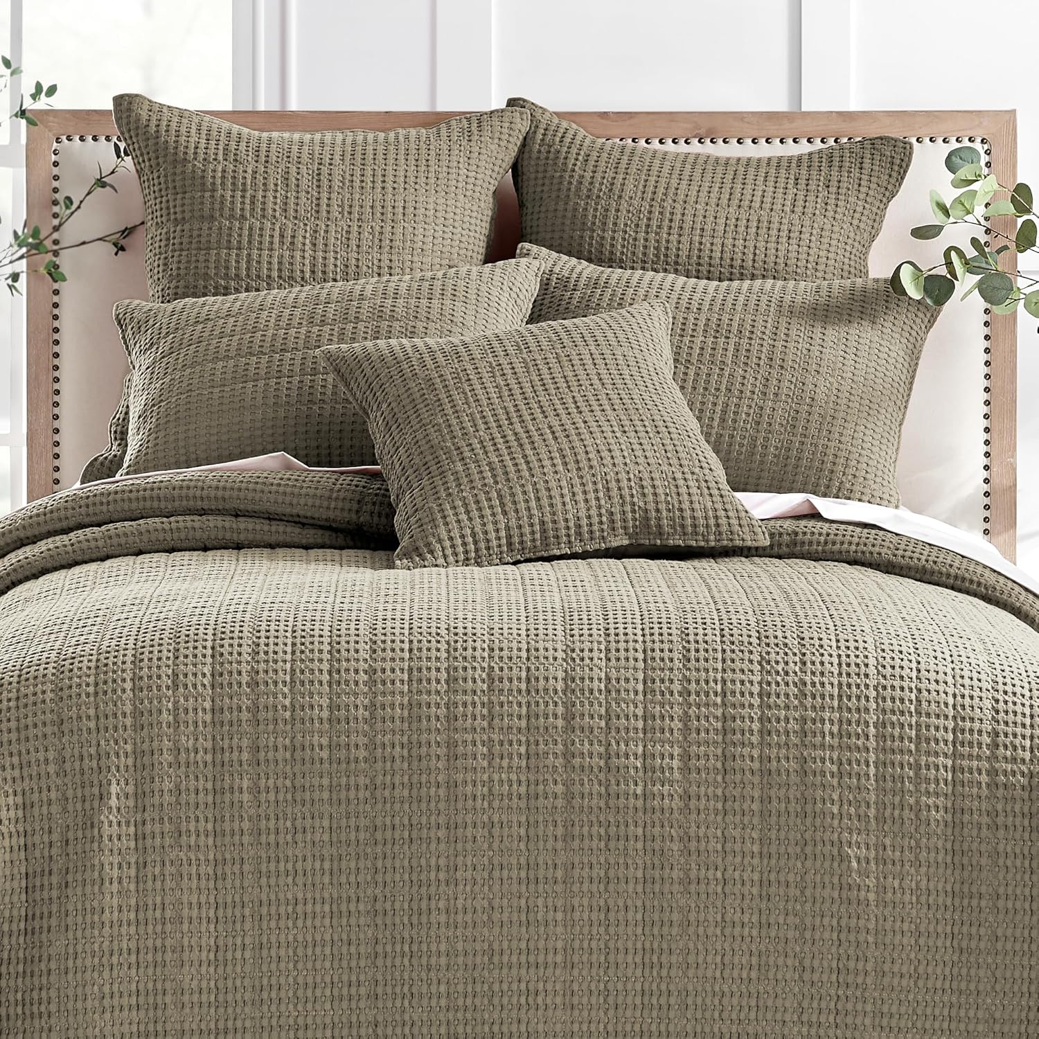 Levtex Home - Mills Waffle - Decorative Pillow - Poly Filled - Taupe - Sham Size (20 x 20in.)