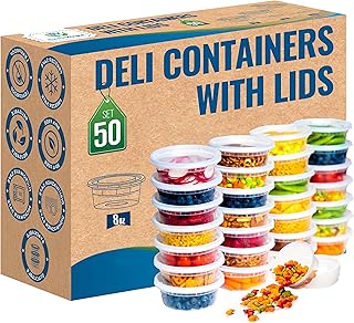 Sponsored Ad - Safeware [50 Sets] Deli Plastic Food Storage Containers with Airtight Lids - Great for Slime, Soup, Portion...