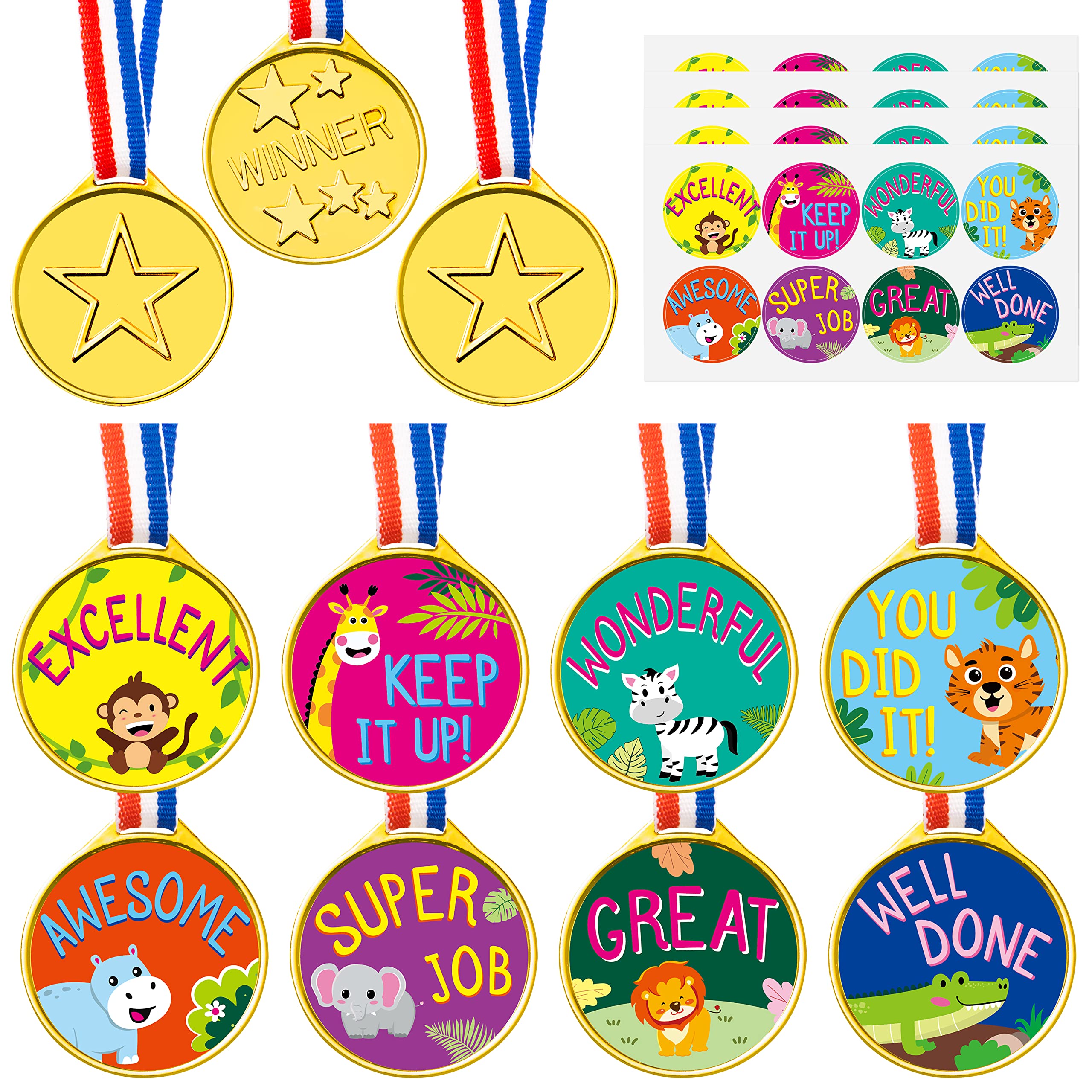 Amazon.co.jp: BXawi 72個 ジャングルアニマル アワードメダル