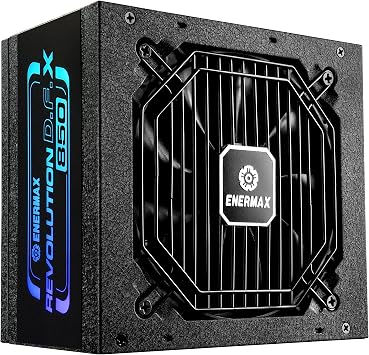 ENERMAX Revolution D.F. X ARGB ATX3.0 PCI-e 5.0 Compact Gaming & Streaming PC Power Supply 850W 80Plus Gold Fully Modular, 2X 12VHPWR, Semi-Fanless, ERT850EWT