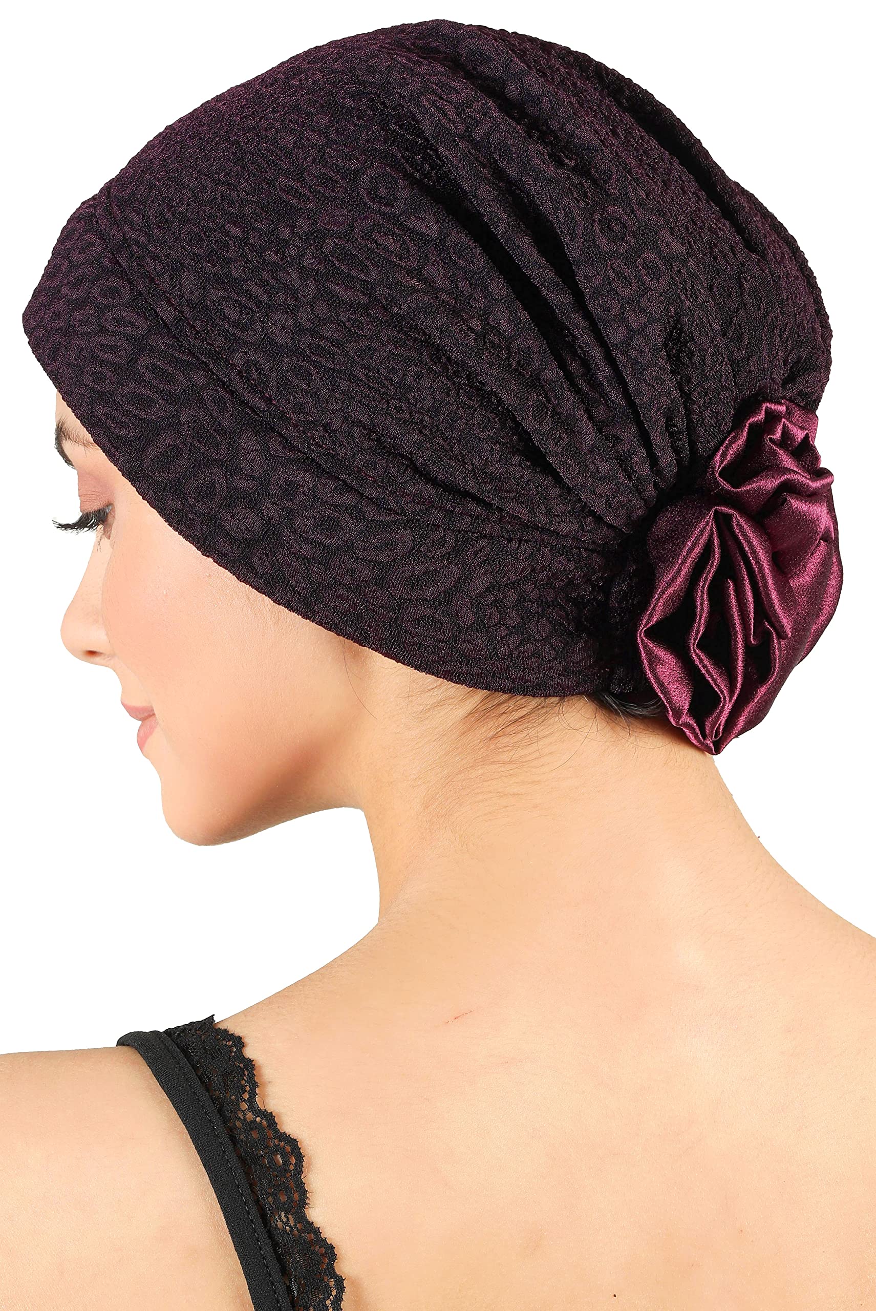 Deresina Headwear Women's Rose Headwear- Deep Purple Headwear For Hair Loss, Cancer, Chemo (Rose Headwear- Deep Purple)