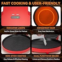 Vista 4 de Baker’s Friend Countertop Pizza Maker Electric, 12 Inch Pizza Maker Machine for Home, Quesadilla Maker, Non-stick Cooking Plates, Horno Para Pizza