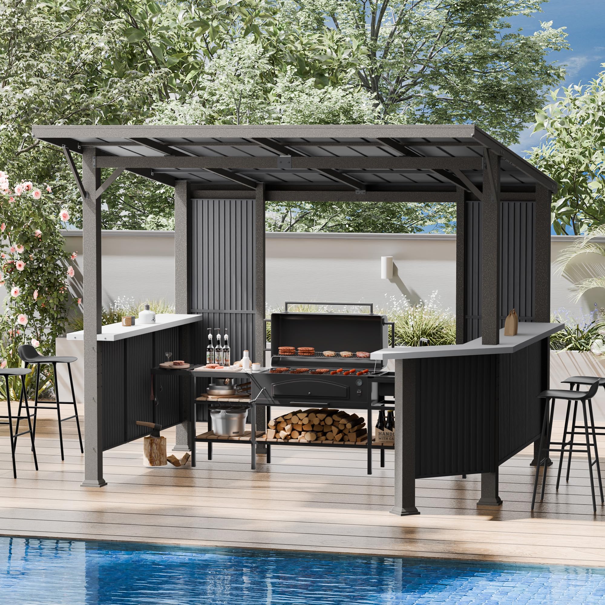 Amazon.com : 10'x10' Hardtop BBQ Gazebo, Outdoor BBQ Pergolar with