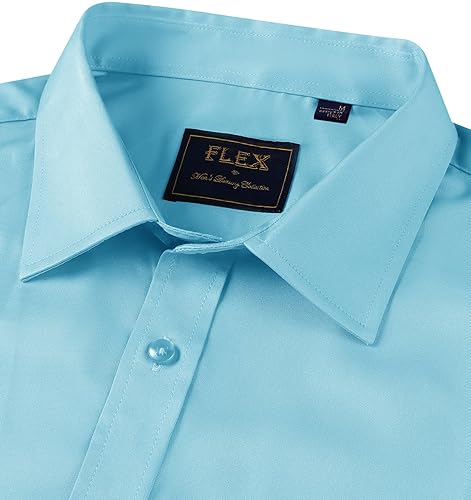 Miniatura 16 de Alimens & Gentle - Camisas de vestir con bolsillo y manga corta, de color liso y sin arrugas, estilo casual con botones, para hombres