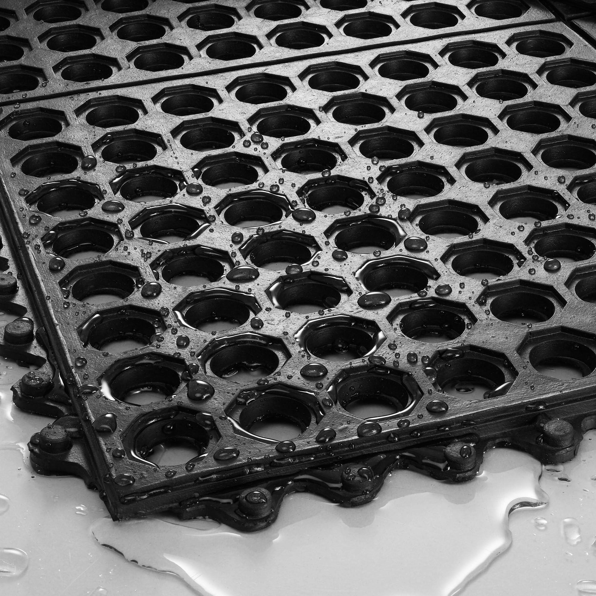 GRIDMANN Rubber Interlocking Floor Mat, 36" x 36" Non-Slip Anti-Fatigue Drainage Mat for Restaurants, Commercial Kitchens, Bar Floors, Black — Amazon image 6