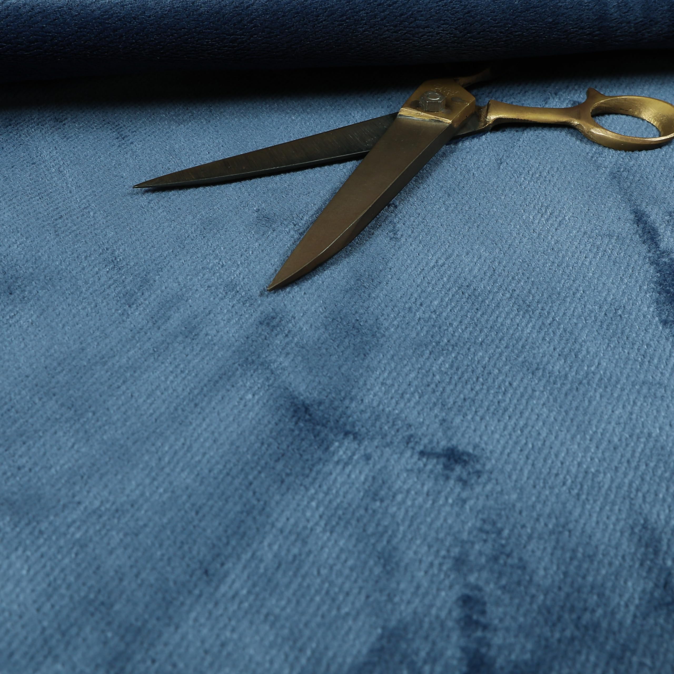 Redbrick Mill Fabrics Flame Retardant Furnishing Upholstery Fabric Quality Soft Deep Pile Plain Chenille Velvet Material, Navy Blue Sold by The Metre (Per Metre)