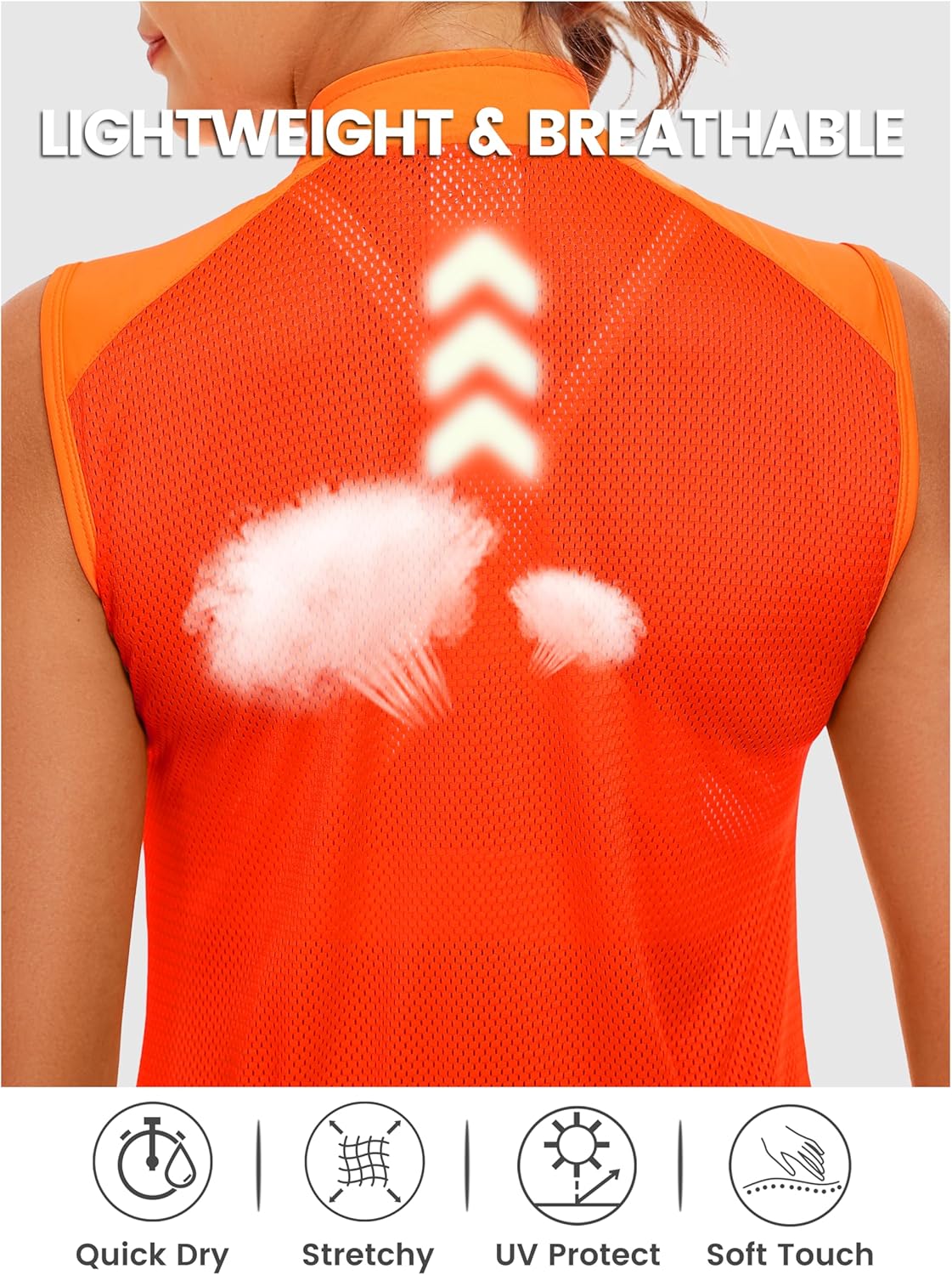 Little Donkey Andy Women's Breathable Cycling Vests full Zip Reflective Sleeveless Jerseys Running Biking Shirts 4 Pockets - Image 3