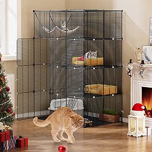 YITAHOME 4-Tier Cat Cage Large With Hammock – Indoor/Outdoor Enclosure For 1-3 Cats, DIY Metal Playpen For Cats, Rabbits, Small Pets