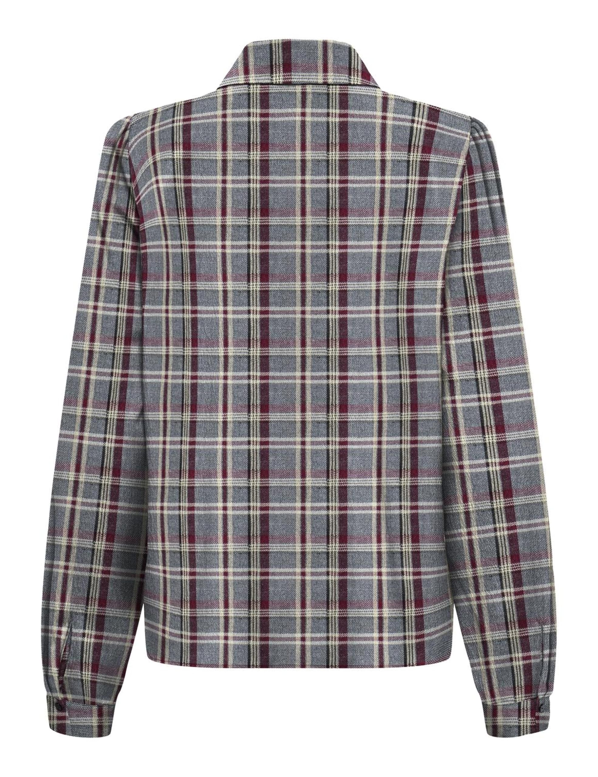 ONLY Frill Shirt Onlevia Check L/S Camicia con Volant Wvn, Gargoyle, L Donna
