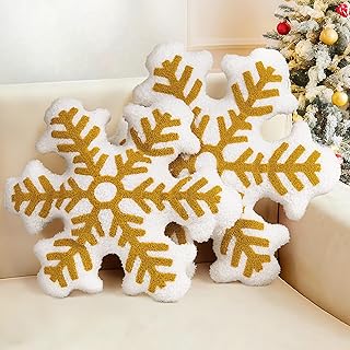 AELS Set of 2 Tufted 3D Snowflake Christmas Decorative Throw Pillows, 21...
