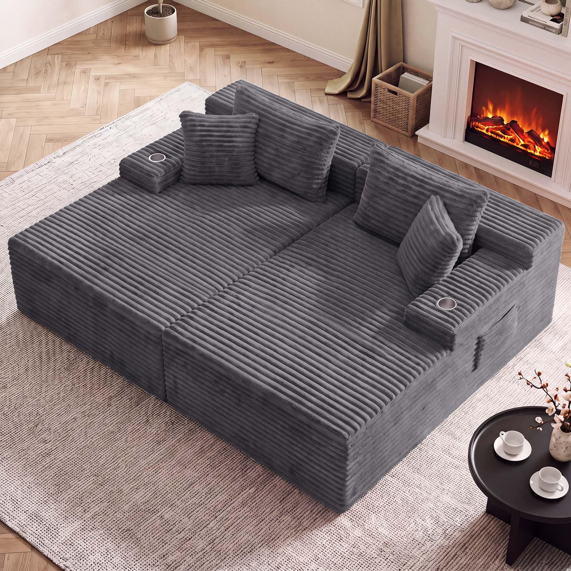 85'' Loveseat Chaise Lounge Chair, Oversized Double Boneless Couch