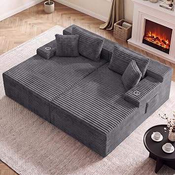 85 Loveseat Chaise Lounge Chair, Oversized Double Boneless Couch