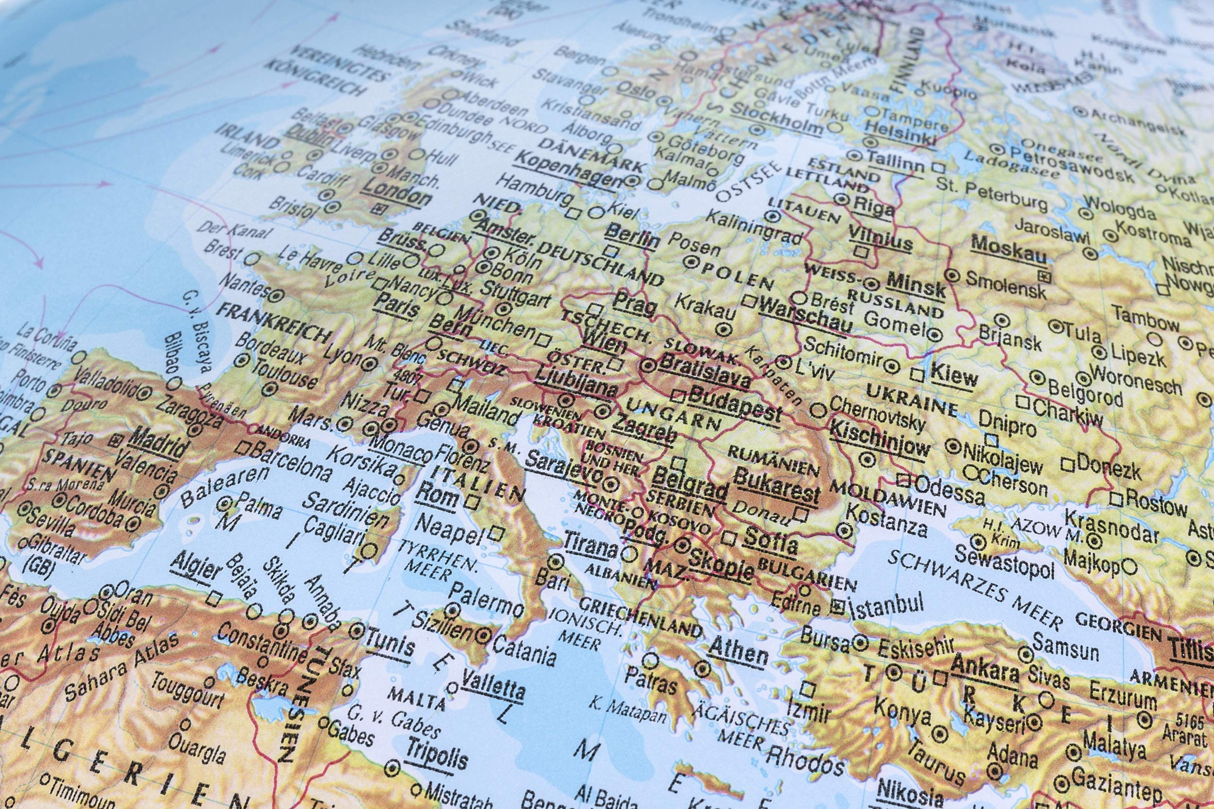 ORBIT GLOBES & MAPS Schülerglobus Doppelbild Leuchtglobus 30cm deutsch mit LED Beleuchtung, Aktuelles Kartenbild von 2026