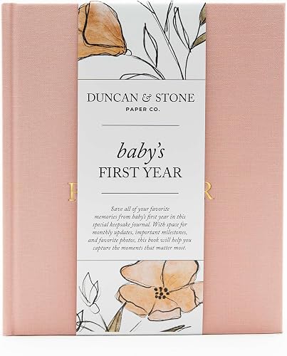 Baby First Year Book - Heirloom Keepsake Baby Memory Book to Record Important Milestones, Photos & More - Baby Keepsake Books (Dusty Rose,112 Pages)