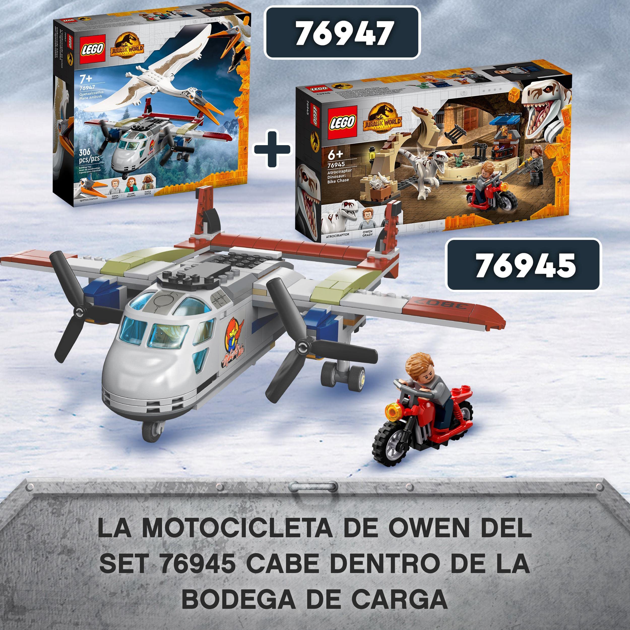 LEGO 76947 Jurassic World Emboscada Aérea del Quetzalcoatlus, Dinosaurios de Juguetes, Dino, Avión para Construir, Figura de Animales y Minifiguras, Regalo para Niños y Niñas a Partir de 7 Años