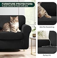 Vista 443 de CHUN YI - Funda elástica para sofá (7 piezas), funda para sofá de 3 plazas con tres respaldos y cojines separados con banda elástica, tela jacquard