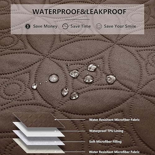 Miniatura 2 de Manta impermeable para perro, 68 x 82 pulgadas, fundas para sofá y cama, protector de muebles de perros, lavable y reversible, chocolate + crema