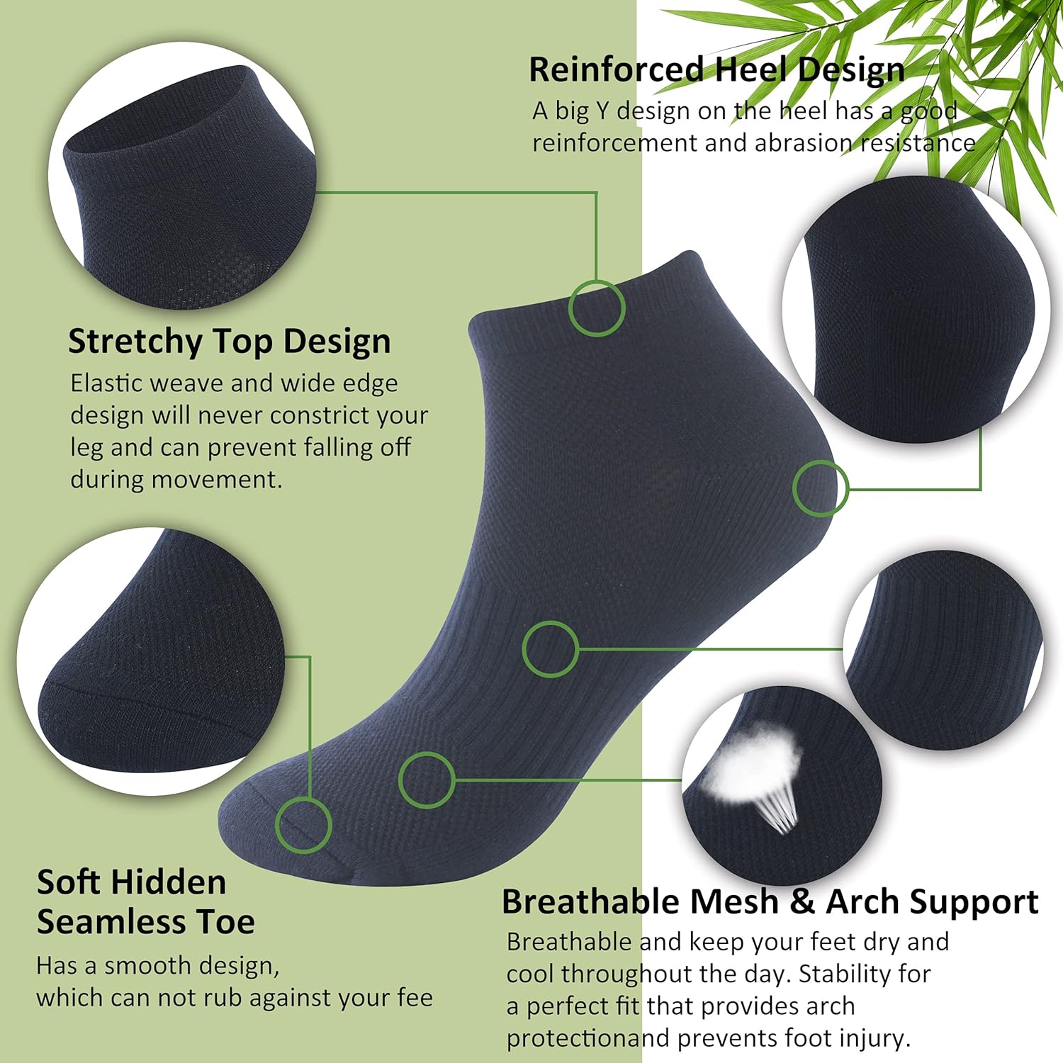 Bamboo Socks, SPST Women Men Soft Cushioned Breathable Moisture Wicking Unisex Ankle Low Cut Running Hiking Socks: Clothing