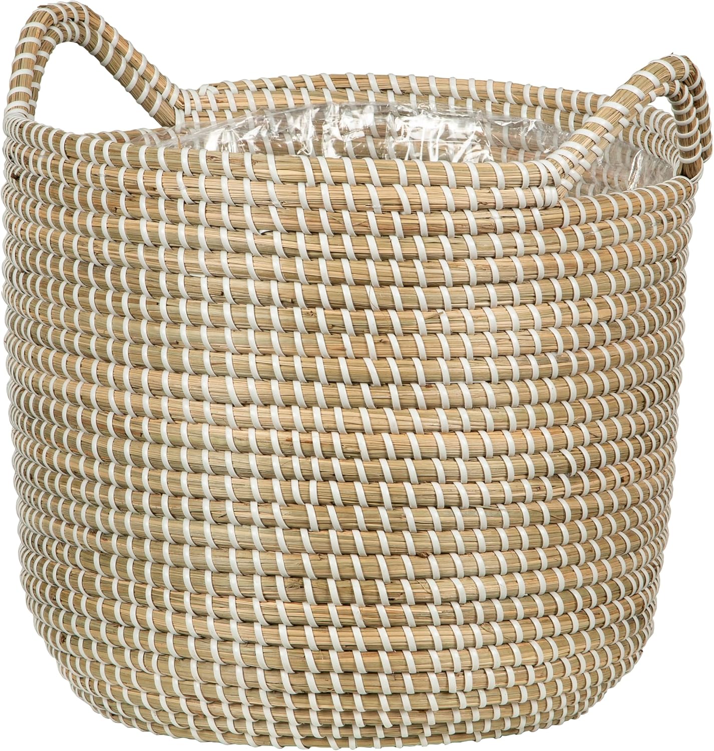 Scheurich Seagrass 26, Basket Planter/Basket Pot with Seagrass Handles, Colour: White, 26 cm Diameter, 23.5 cm High, 13.1 L Vol.