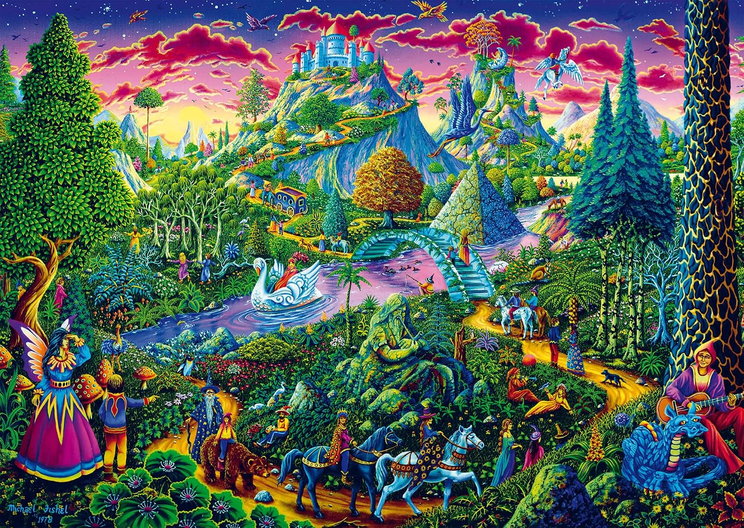 Schmidt Spiele 58612 Fantasy World of Fairy Tales Michael Fishel Puzzle 1000 Pieces Grass Cardboard