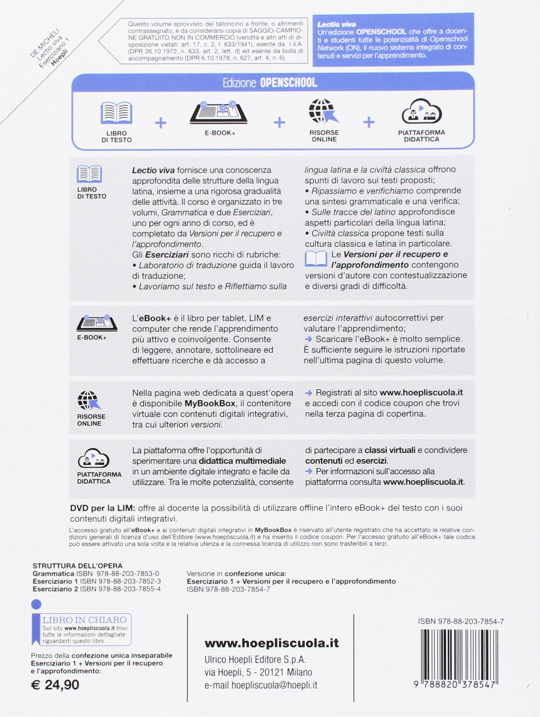 Lectio viva. Eserciziario. Corso di latino. Per i Licei. Con e-book. Con espansione online. Con Libro: Versioni per il recupero e l'approfondimento (Vol. 1)