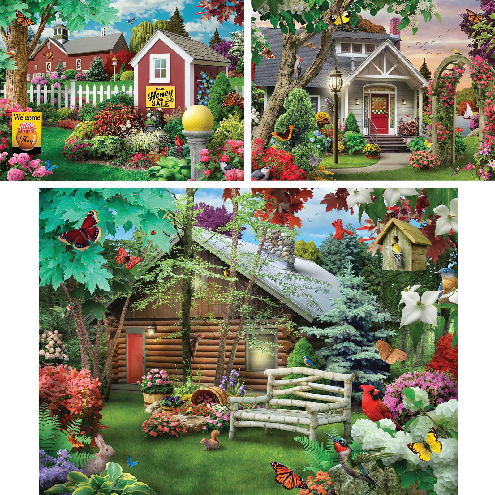 Bits And Pieces 1000 Piece Jigsaw Puzzles Value Set - 3 Seasonal Scenic Puzzles By Artist Alan Giana