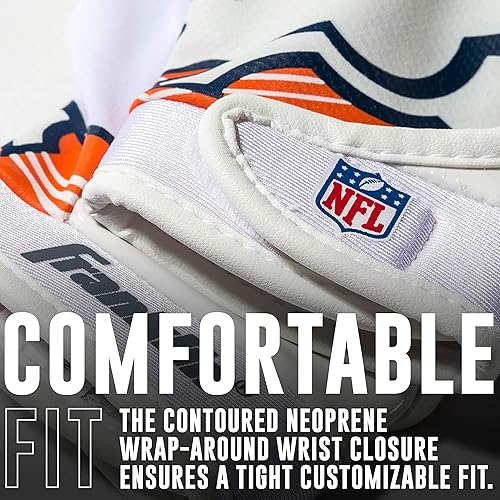 Vista 6 de Franklin Sports - Guantes de receptor de fútbol americano juvenil de la NFL, par de guantes de fútbol para niños con logotipos de equipos de la NFL