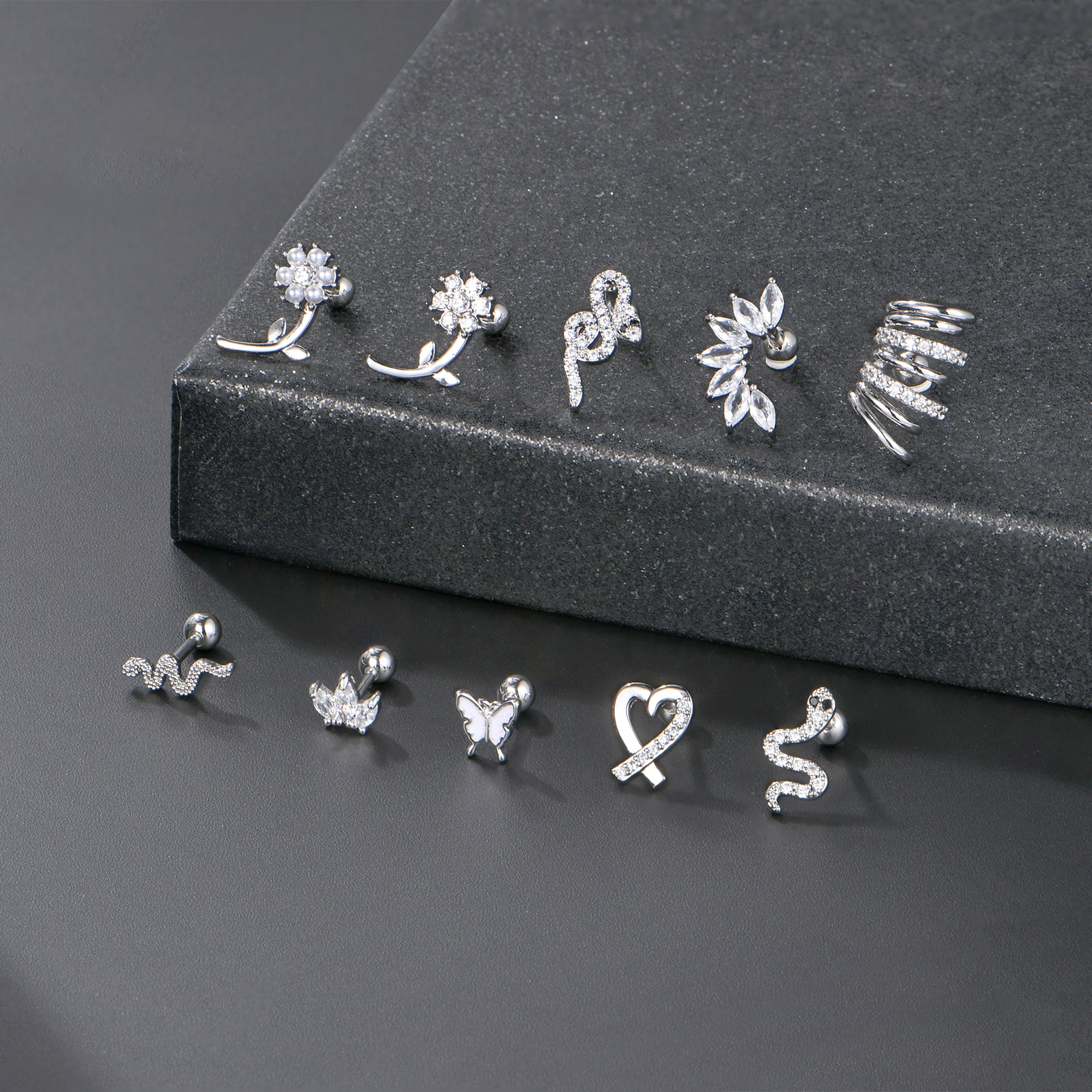 LAURITAMI Helix Piercing Orecchio Cartilagine con Catena 1.2mm Acciaio Inossidabile 6mm 8mm Orecchini Piercing All'Orecchio