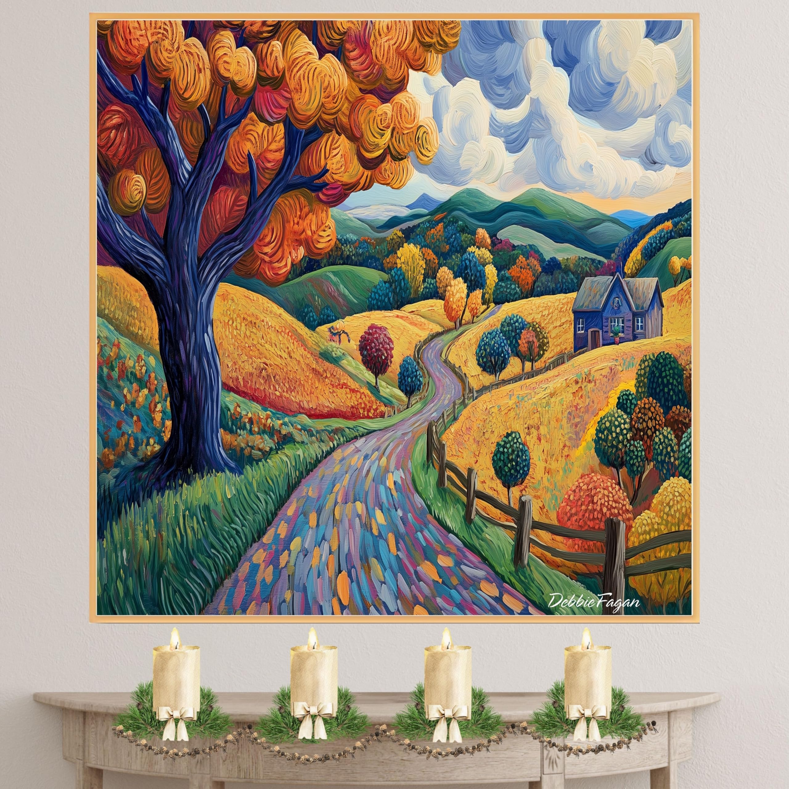 特売❗️リリパット269☆ ENGLISH GARDEN AUTUMN HUES Amazon.com: Colorful Winding Road Through Autumn Hills and Cottage