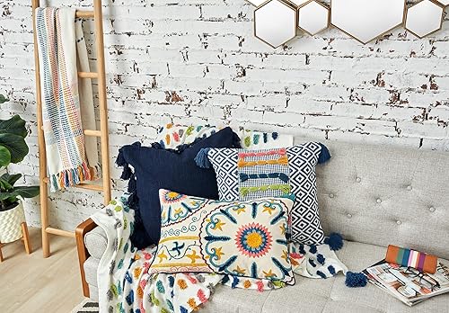 Miniatura 3 de carol & frank Drew - Almohada bordada de cachemira colorida de 22 x 14 MULTI