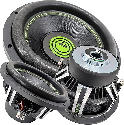 Gravity Altavoz de audio para subwoofer para vehículo de automóvil, cono de papel prensado de grado de competencia de 12 pulgadas, DVC de 2 ohmios,