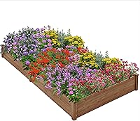 Vista 1 de Yaheetech 8×4ft Wooden Horticulture Raised Garden Bed Divisible Elevated Planting Planter Box for Flowers/Vegetables/Herbs in Backyard/Patio Marrón