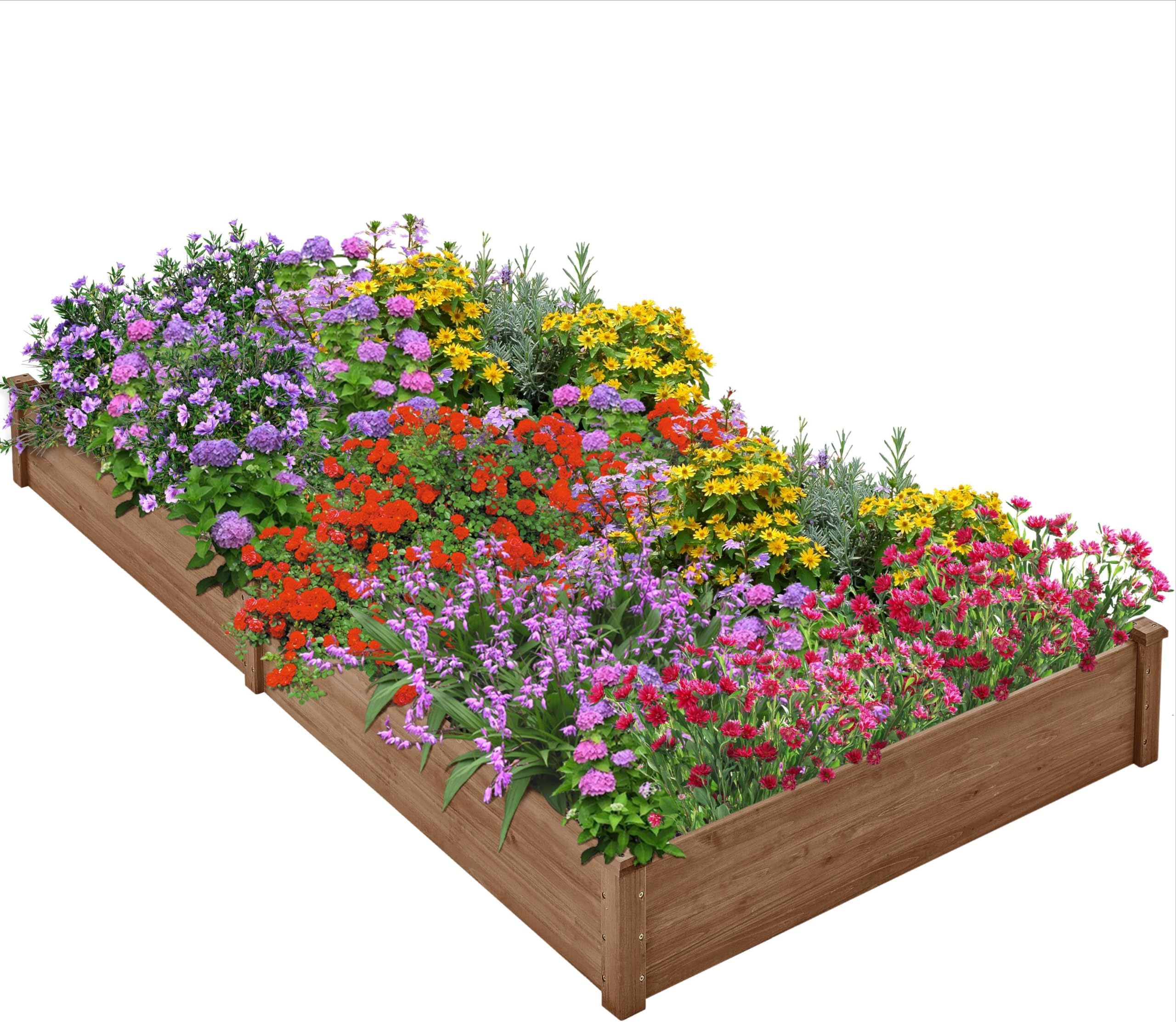 Yaheetech 8×4ft Wooden Horticulture Raised Garden Bed Divisible Elevated Planting Planter Box for Flowers/Vegetables/Herbs in Backyard/Patio Outdoor, 93 x 48 x 10in, Dark Brown