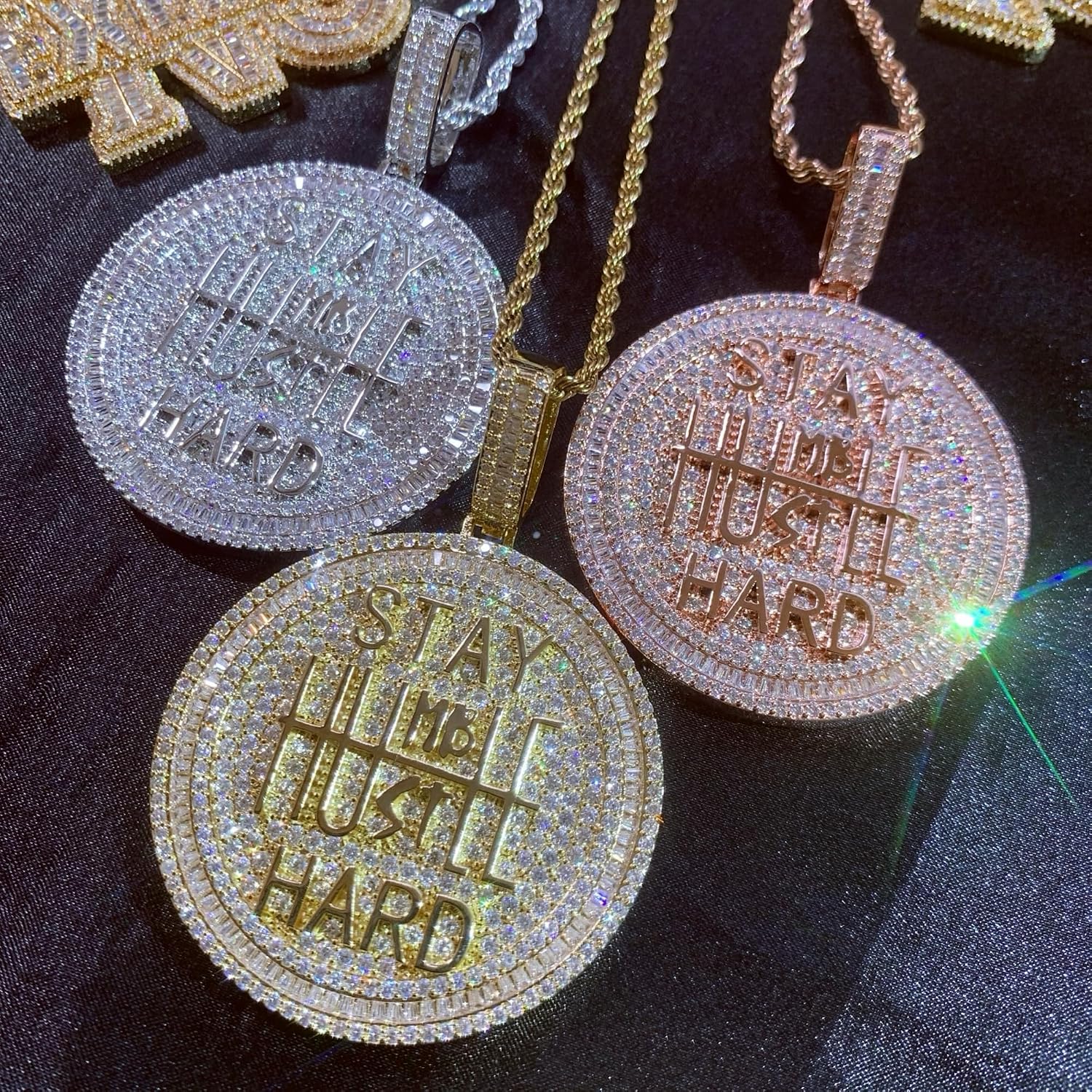ICEDIAMOND Iced Out Coin Pendant Necklace for Men, Gold Plated CZ Round Charm with Rope Chain, Hip Hop Streetwear Statement Jewelry