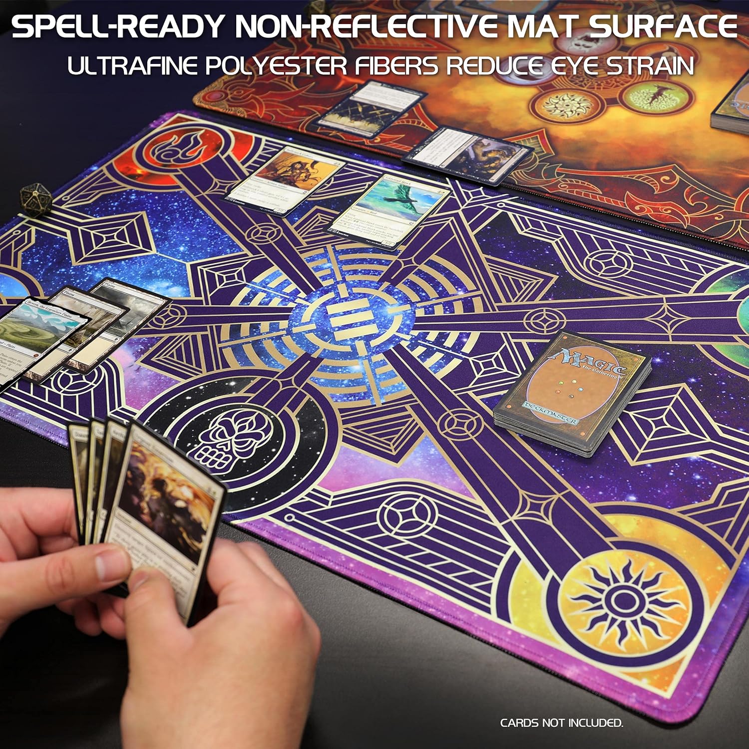 ENHANCE TCG Playmat - Tabletop Card Playmat with Stitched Edges, Smooth Surface, and Drawstring Travel Pouch - Compatible with MTG, YuGiOh, Pokemon, Lord of The Rings, and Other TCG and LCG - Stars