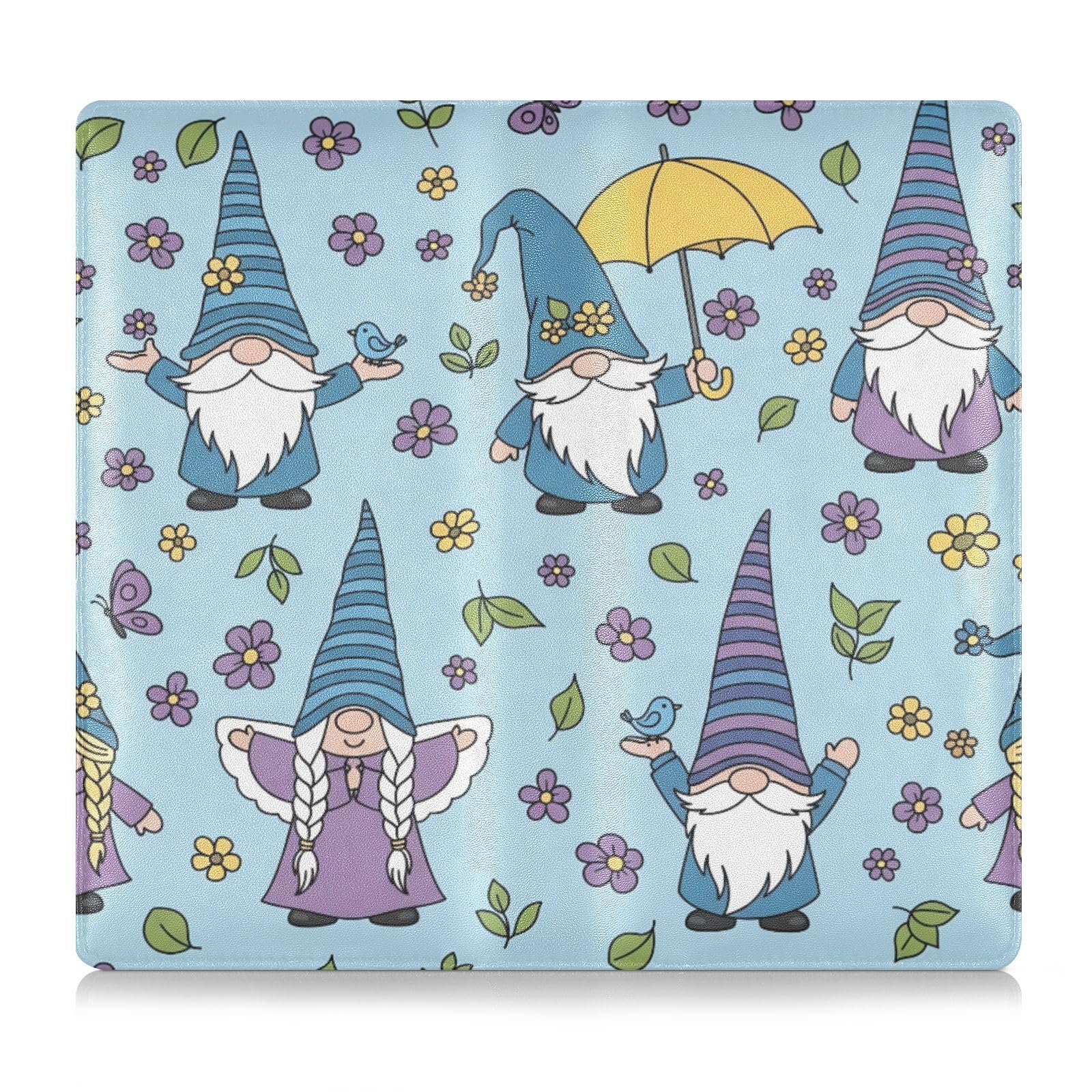 BURSTDDY Flowers and Gnomes Leather Car Registration and Insurance Holder,Registration and Insurance Card Holder Glove Box Car Organizer Car Document Holder for Cards, Driver License