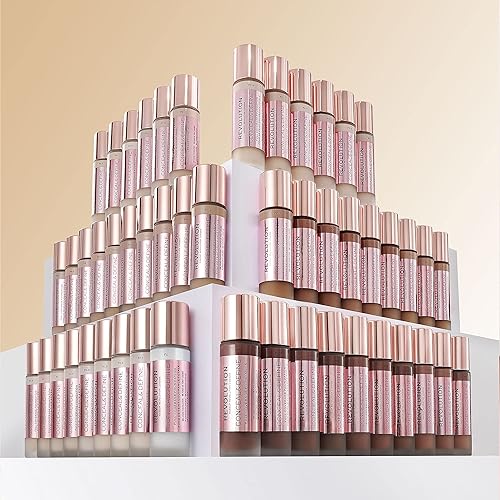 Miniatura 5 de Makeup Revolution Base oculta y define, cobertura completa y acabado mate, F18 para tonos de piel oscuros, vegano y libre de crueldad, 0.7 onzas