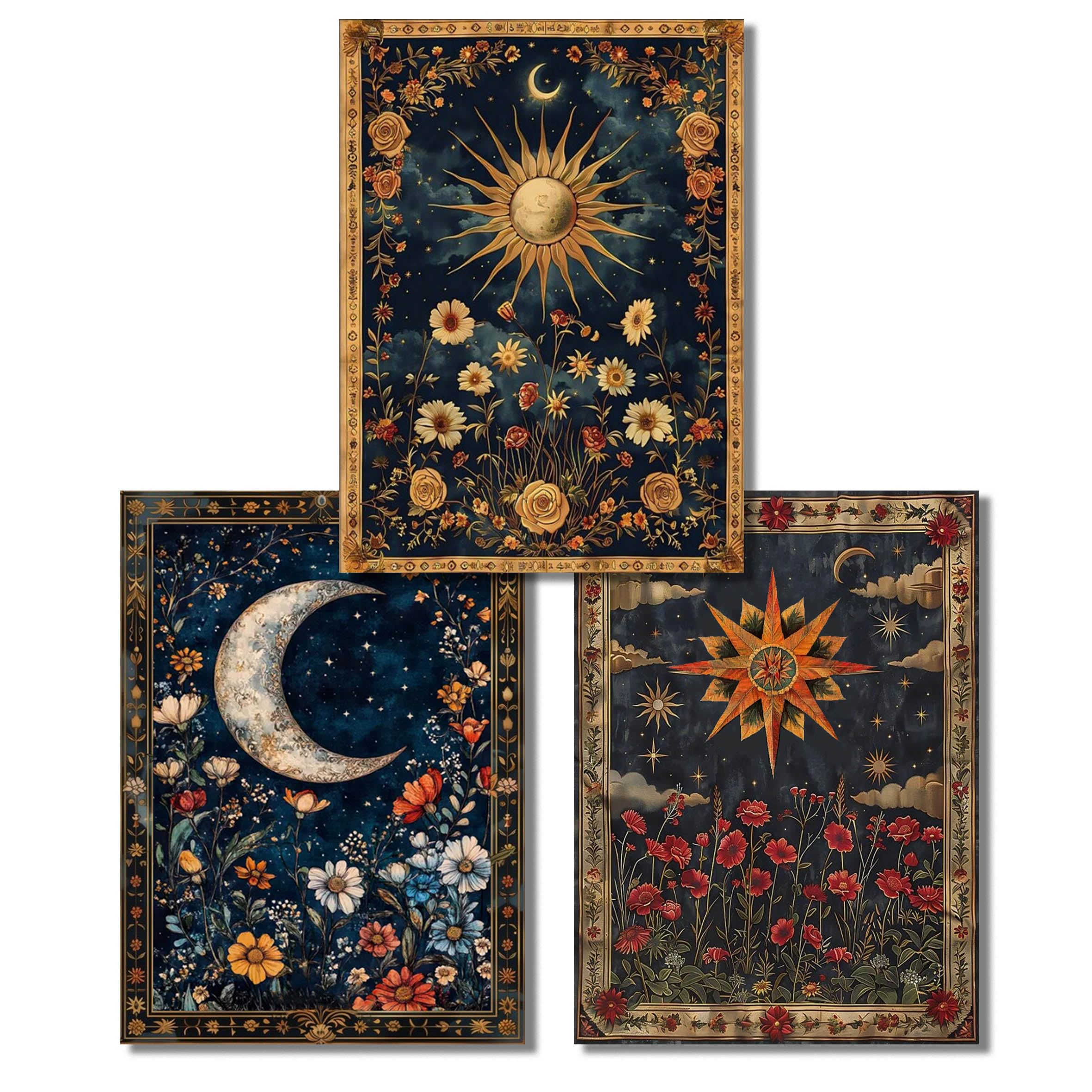 NEGEKFKX 3 Pack Celestial Body Diamond Art Kits for Adults Beginners,Sun Moon Stars Diamond Painting Kits for Adults,5D Full Drill DIY Diamond Dot Gem Art Kit Wall Home Decor Arts Craft 12x16 inch