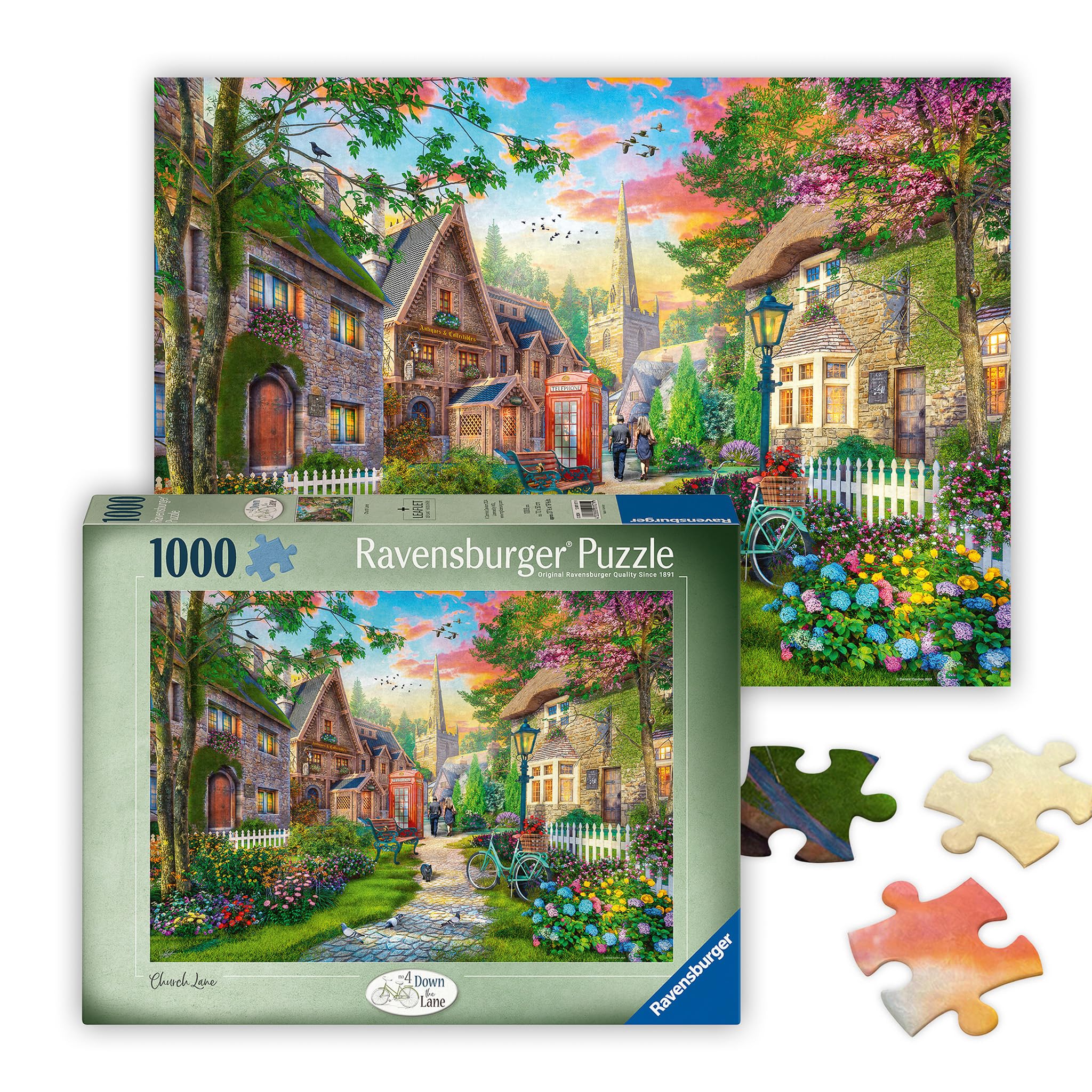 RavensburgerDown the Lane No.4 Church Lane 1000 Piece Jigsaw Puzzles for Adults and Kids Age 12 Years Up