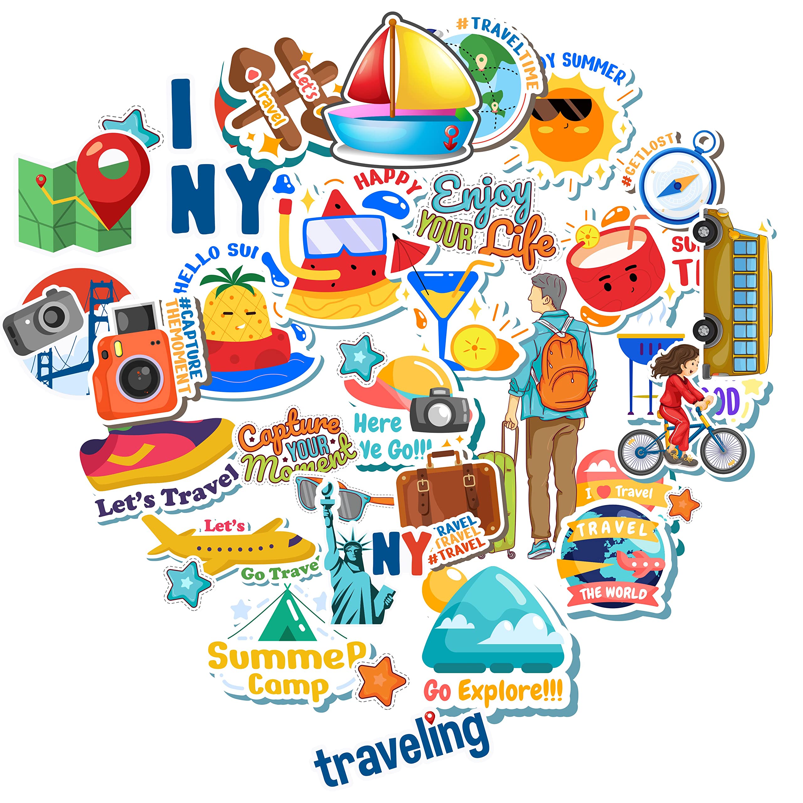 iberrys 50 pcs Stickers for Laptop Mobile Phones Computer Bicycle Luggage Scrapbooks Gadgets Waterproof Stickers|Travel Quotes, Luggage tag Stickers|Laptop Sticker-Set of 50 Stickers (09) (B0BRVCLBSH) Amazon Price History, Amazon Price Tracker
